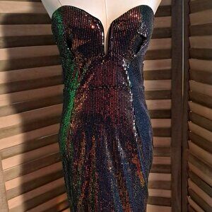 NEW Faeriesty Multi Color Sequin Full Length Gown - Size Medium